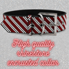 Red & White Stripe Rhinestone Dog Collar
