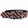 Red & White Stripe Rhinestone Dog Collar