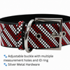 Red & White Stripe Rhinestone Dog Collar