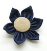 Navy Flower with Burlap Button Center
