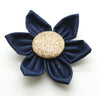 Navy Flower with Gold Button Center