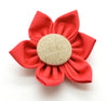 Red Flower with Burlap Button Center