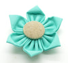 Teal Flower with Burlap Button Center